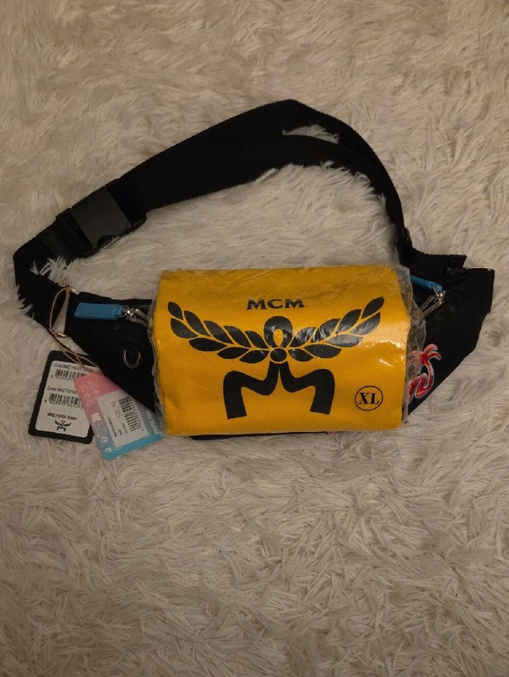 MCM Black Belt Bag with Red Script Logo - Picture 2 of 5